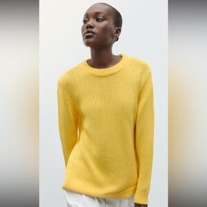 Zara Knit Bright Yellow Crew Neck Sweater Size Small